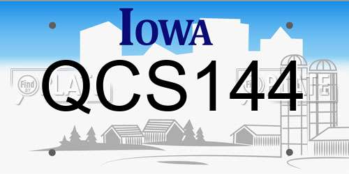 QCS144 Iowa License Plate