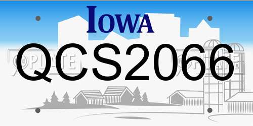QCS2066 Iowa License Plate