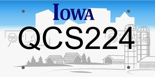 QCS224 Iowa License Plate