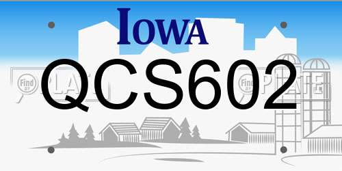 QCS602 Iowa License Plate