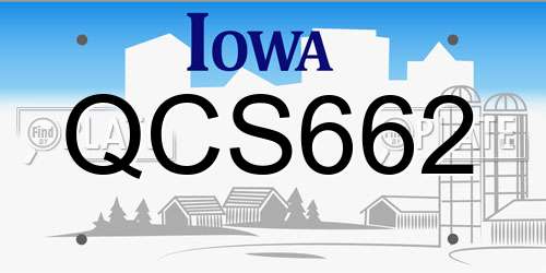 QCS662 Iowa License Plate