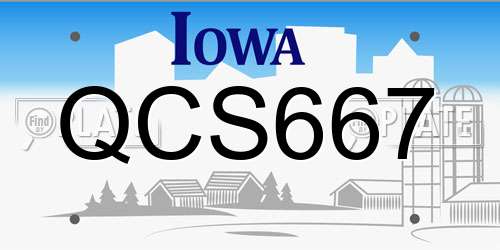 QCS667 Iowa License Plate