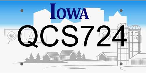 QCS724 Iowa License Plate