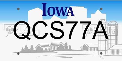 QCS77A Iowa License Plate