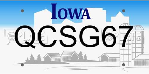 QCSG67 Iowa License Plate