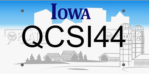 QCSI44 Iowa License Plate