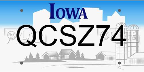 QCSZ74 Iowa License Plate