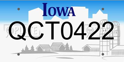QCT0422 Iowa License Plate