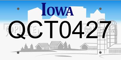QCT0427 Iowa License Plate