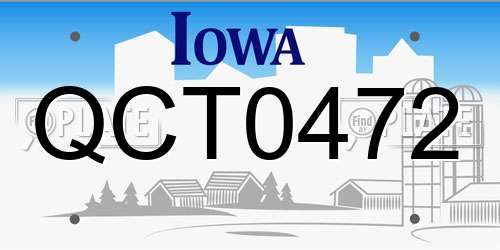 QCT0472 Iowa License Plate