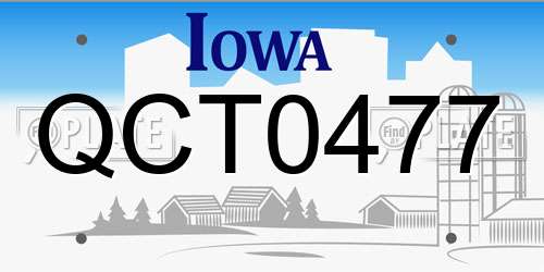 QCT0477 Iowa License Plate