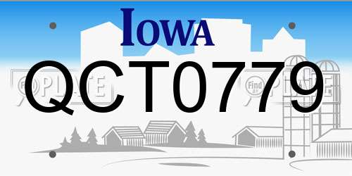 QCT0779 Iowa License Plate