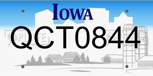 QCT0844 Iowa License Plate