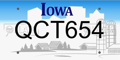 QCT654 Iowa License Plate