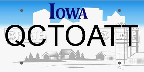 QCTOATT Iowa License Plate
