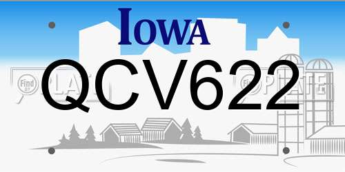 QCV622 Iowa License Plate