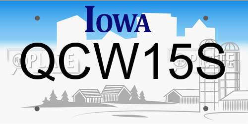 QCW15S Iowa License Plate
