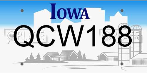 QCW188 Iowa License Plate