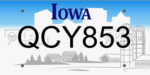 QCY853 Iowa License Plate
