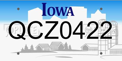 QCZ0422 Iowa License Plate