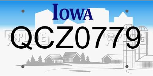 QCZ0779 Iowa License Plate