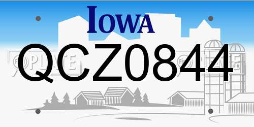 QCZ0844 Iowa License Plate