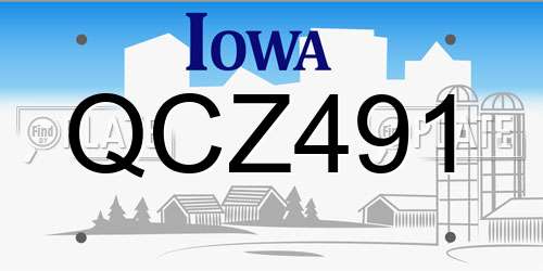 QCZ491 Iowa License Plate
