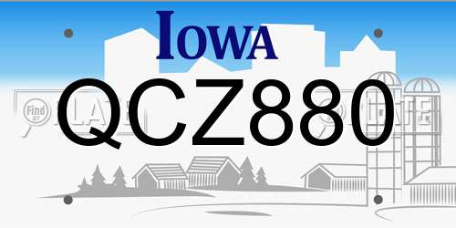 QCZ880 Iowa License Plate