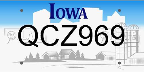 QCZ969 Iowa License Plate
