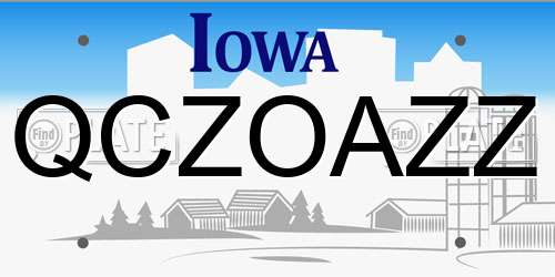 QCZOAZZ Iowa License Plate