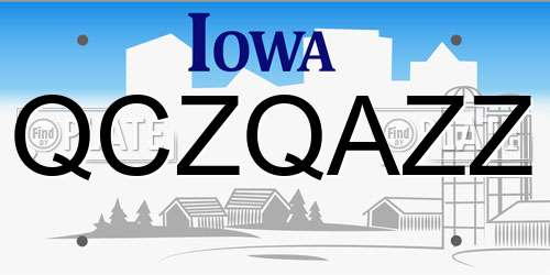 QCZQAZZ Iowa License Plate