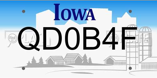 QD0B4F Iowa License Plate