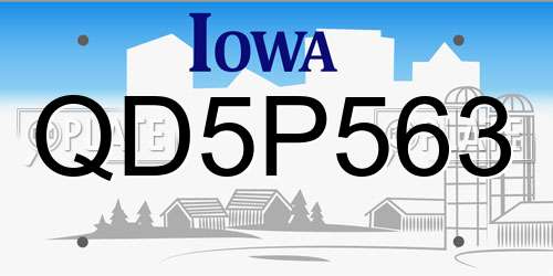QD5P563 Iowa License Plate