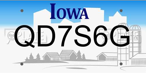 QD7S6G Iowa License Plate