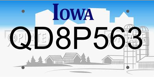 QD8P563 Iowa License Plate