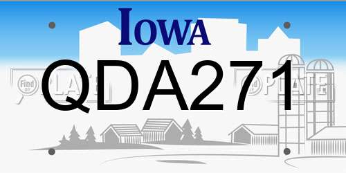 QDA271 Iowa License Plate