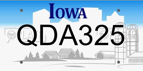 QDA325 Iowa License Plate