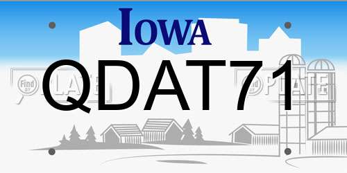 QDAT71 Iowa License Plate