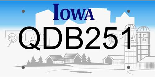 QDB251 Iowa License Plate
