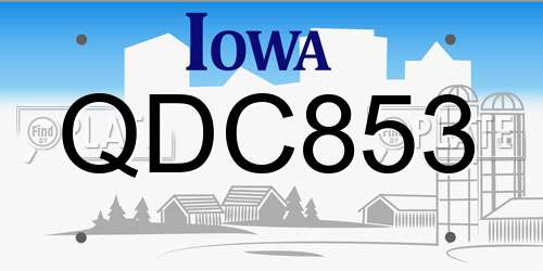 QDC853 Iowa License Plate