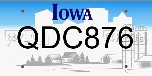 QDC876 Iowa License Plate