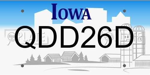 QDD26D Iowa License Plate