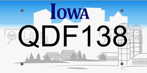 QDF138 Iowa License Plate