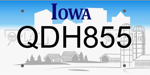 QDH855 Iowa License Plate