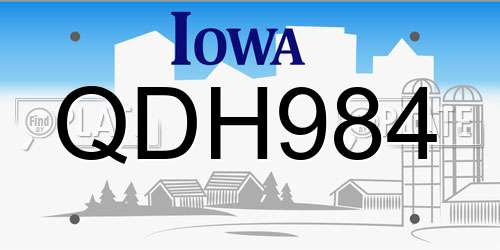 QDH984 Iowa License Plate