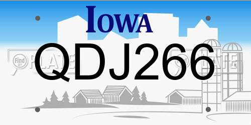 QDJ266 Iowa License Plate