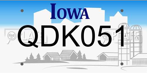 QDK051 Iowa License Plate