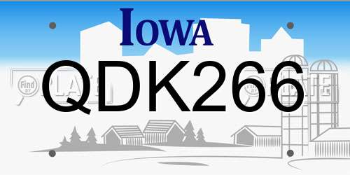 QDK266 Iowa License Plate
