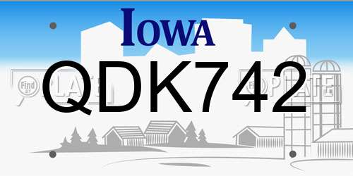 QDK742 Iowa License Plate