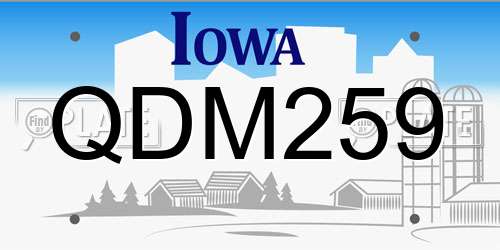 QDM259 Iowa License Plate